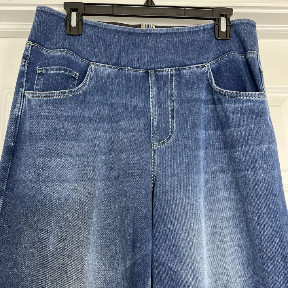 Halara Women’s L Wide Leg High Rise Pull On Elastic Waistband Denim Jeans/Pants